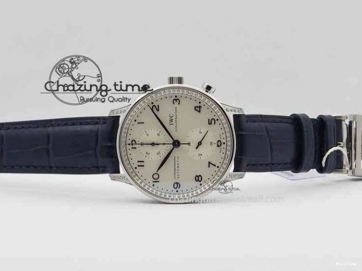 MIROTIME 0328 Portuguese IW3714 Diam ZF V2 1:1 Best Edition White Dial Blue Makers On Blue Leather Strap A79350 (Slim Movement) Stylish 7248